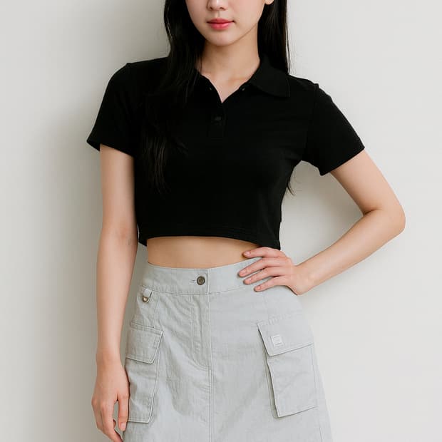 코드그라피 나일론 그레이 카고 미니스커트_S