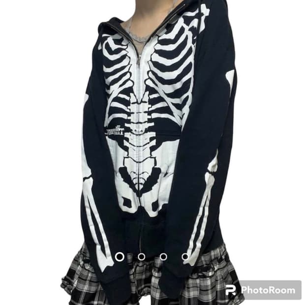 skeleton printing 펑크 hood zip up