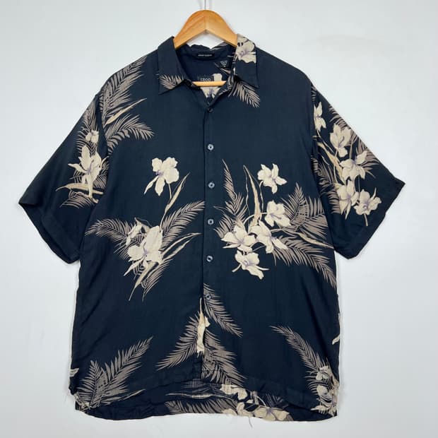 IZOD 아이조드 Silk 실크 플라워 반팔 셔츠