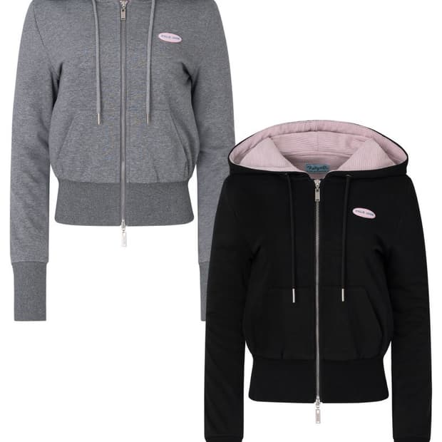 [새상품]페일제이드 베이직 핑크 와플 후드집업 블랙