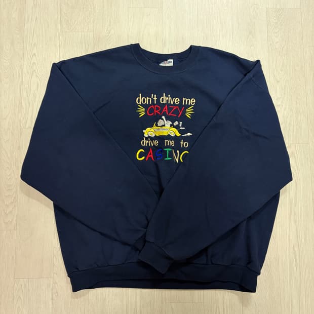 미국빈티지 Jerzees 네이비 프린팅 맨투맨 XL