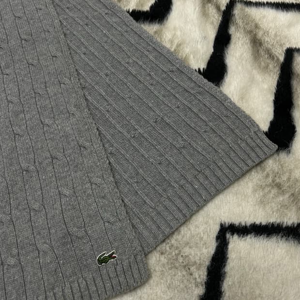라코스테 케이블 니트 머플러/그레이