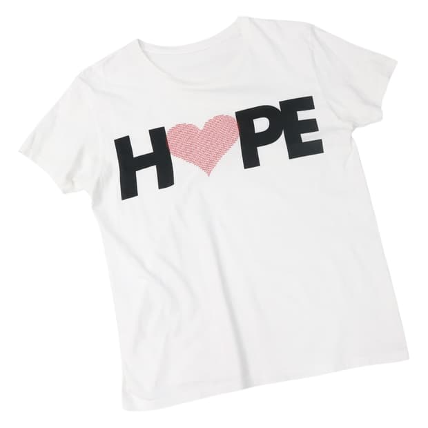 빈티지 HOPE 그래픽 하트 타이포그래피 화이트 반팔티셔츠