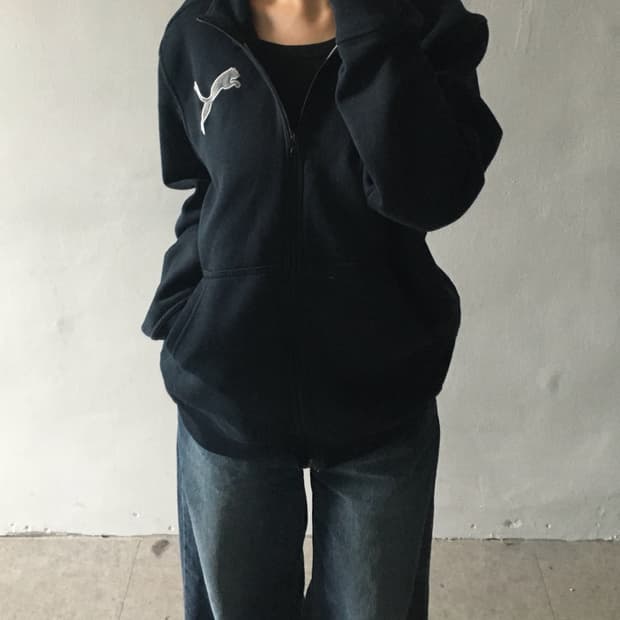 퓨마 로고 코튼집업