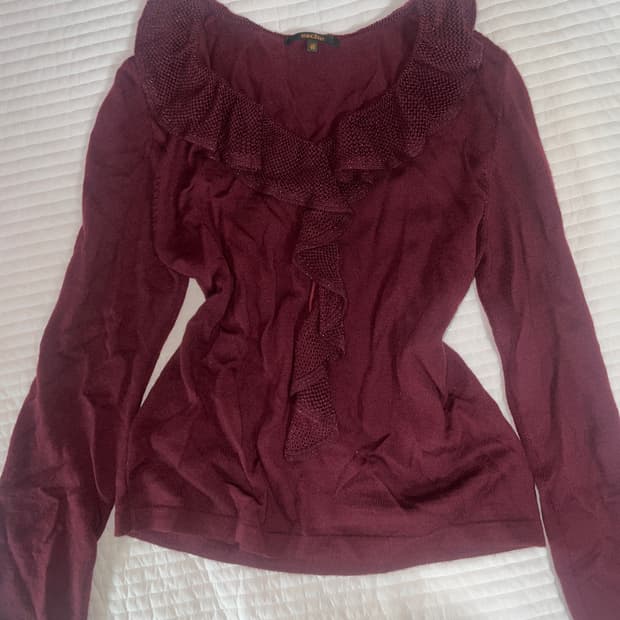 버건디 프릴 니트 탑 일본 frill knit top