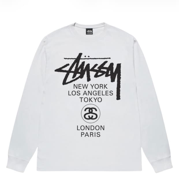 스투시 월드투어 롱슬리브 티셔츠 화이트 2024