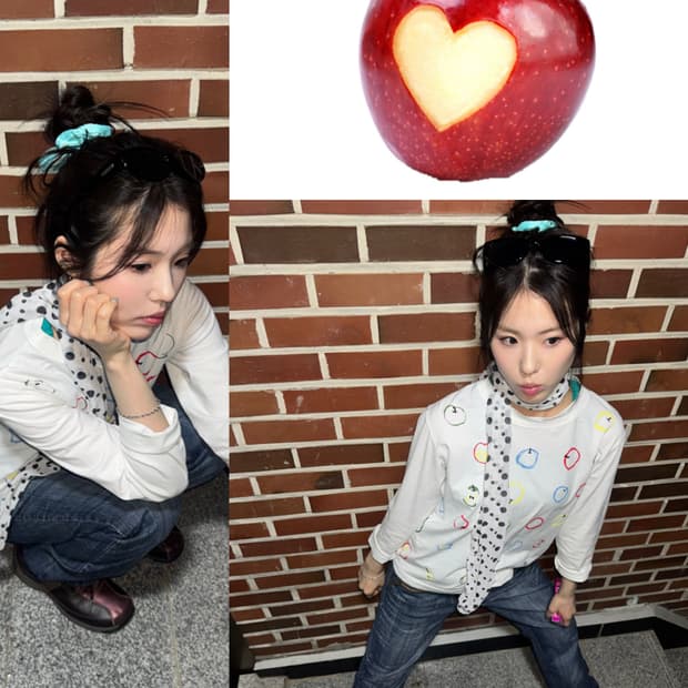 괴짜 사과걸 빈티지 코디세트 3pcs