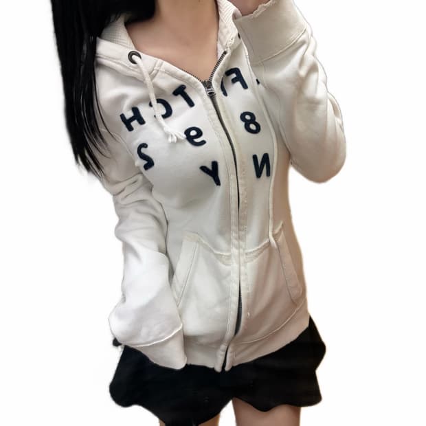 아베크롬비 아치로고 화이트 후드집업