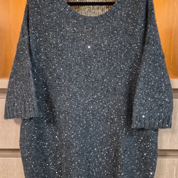 SANDRO SEQUIN GLITTER LOOSE-FIT KNIT
TEE