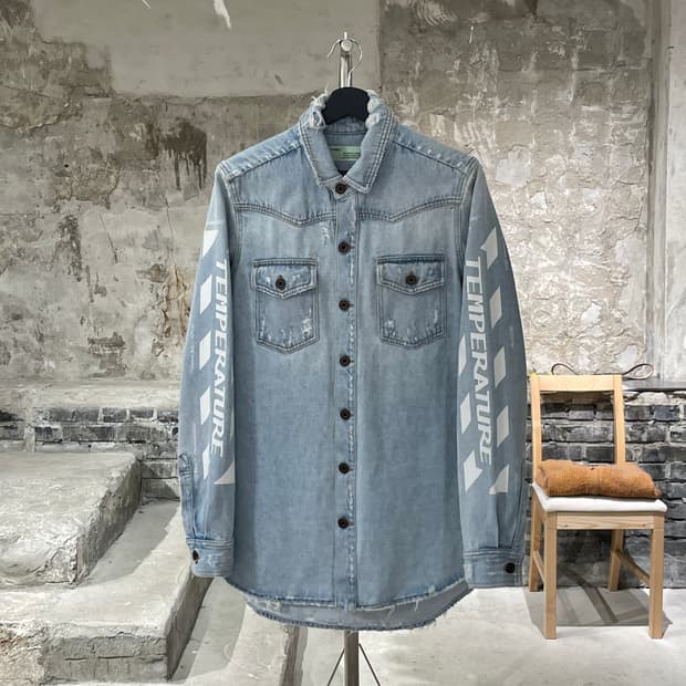 오프화이트 18S/S 연청 템퍼레이처 데님 셔츠