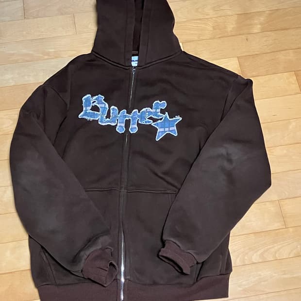 버터굿즈 아플리케 후드집업 브라운 m