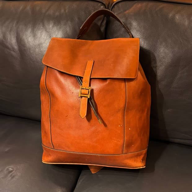 빈티지 오일풀업 카우레더 럭색 백팩