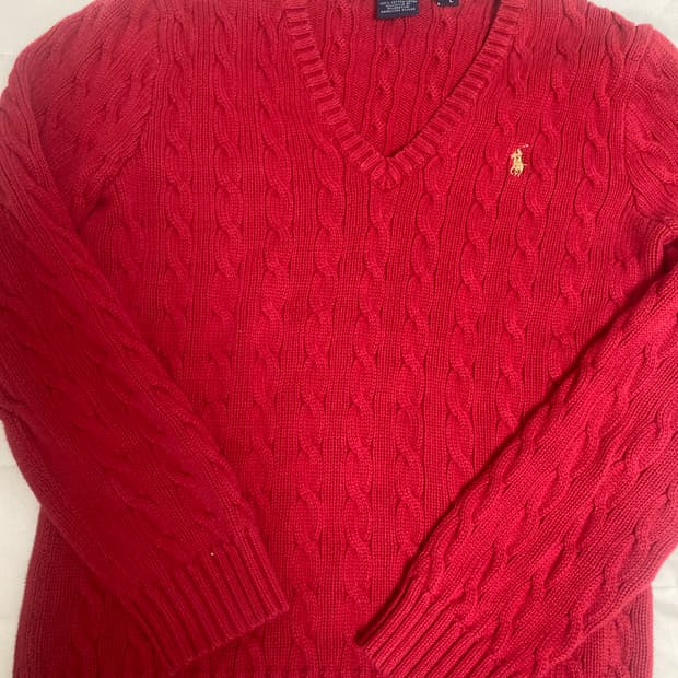 폴로 니트 레드 L