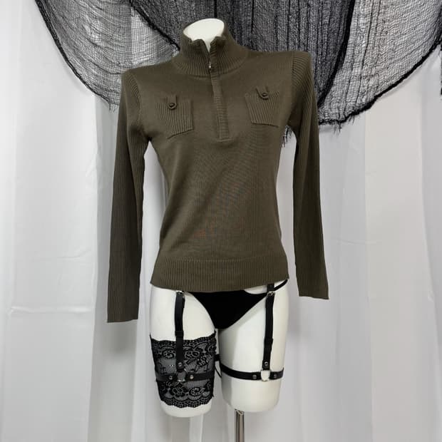 khaki zip-up