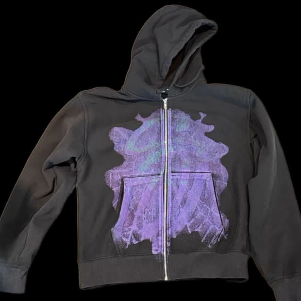 스투시 S컬리 후드집업 블랙 L