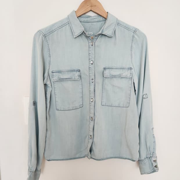 자라 연청 롤업 셔츠