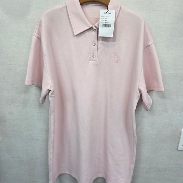 반에이크 오버핏 카라반팔 원피스 핑크 프리