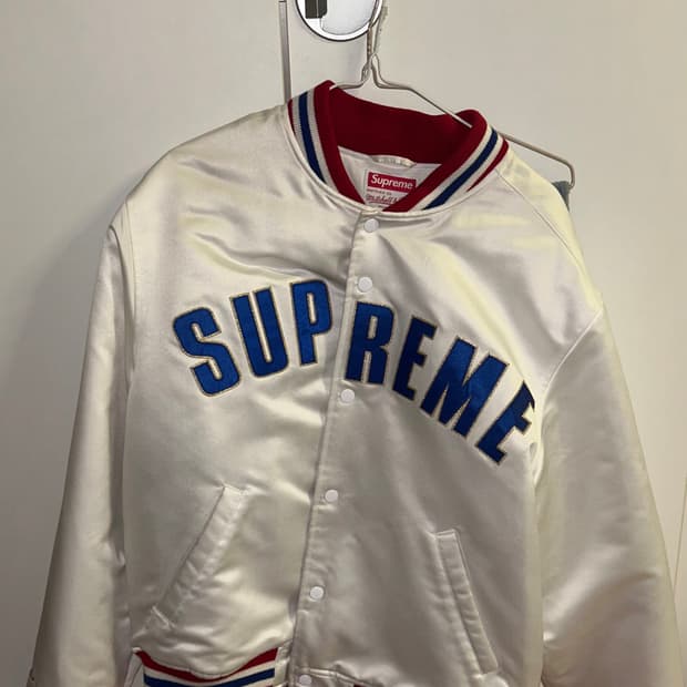 슈프림 미첼엔네스 사틴 바시티 자켓 M 