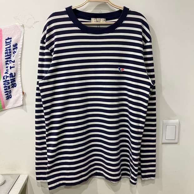 169 메종키츠네 스트라이프 롱슬리브 한글택