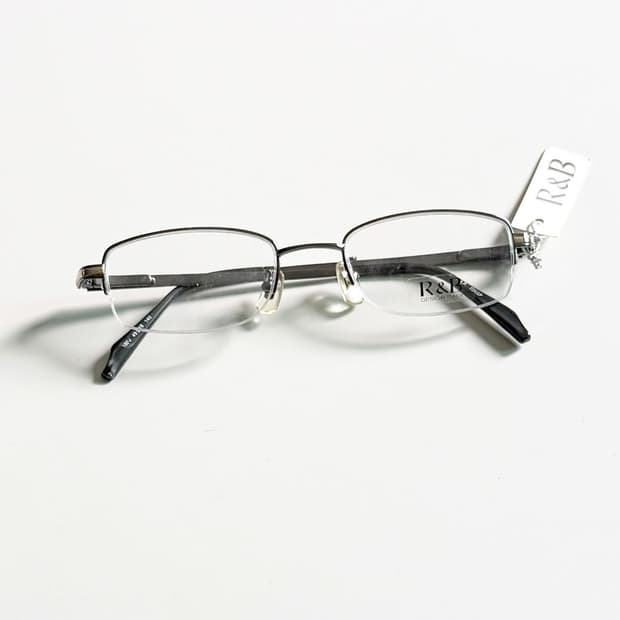 R&B EYEWEAR 반무테 스퀘어 건메탈 프레임 빈티지 안경