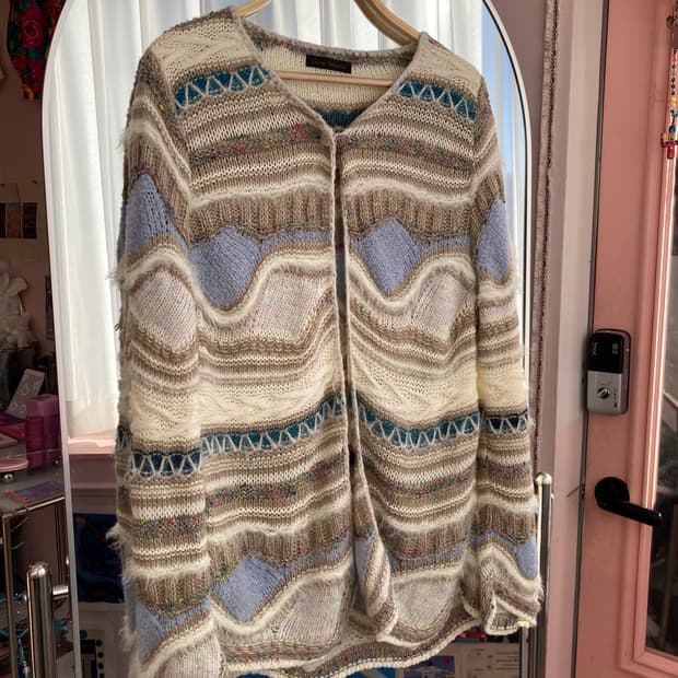 에스닉 아이보리 믹스 니트 가디건