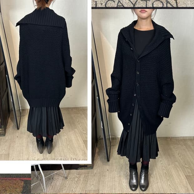 요지 야마모토 noir 하이넥 니트 가디건
