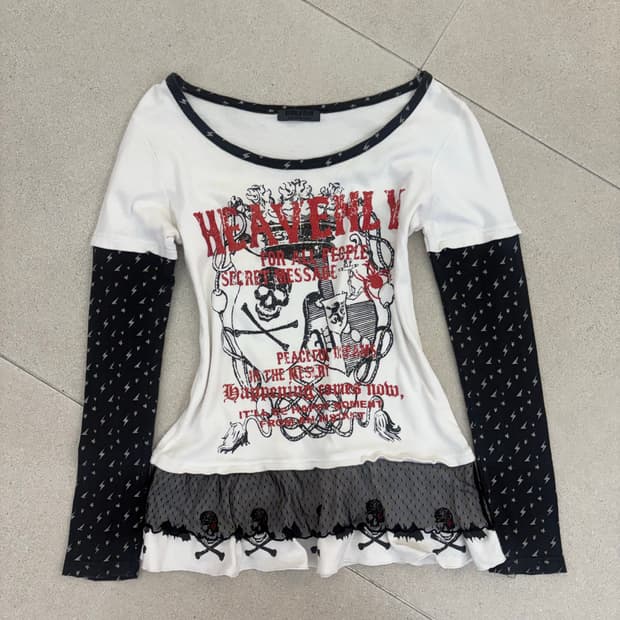 펑크 스컬 레이어드 롱슬리브