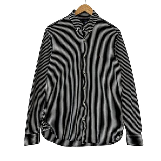 타미힐피거 니티드 스트라이프 셔츠 블랙