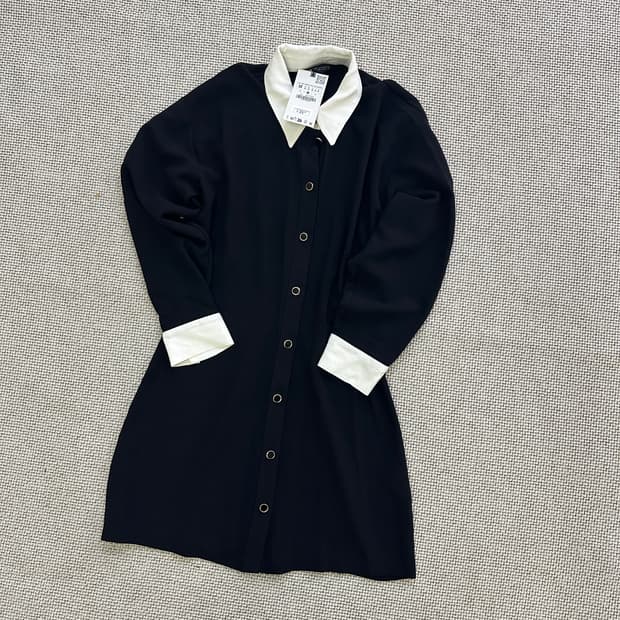 M 새상품 자라 배색 미니 셔츠 원피스 0423D