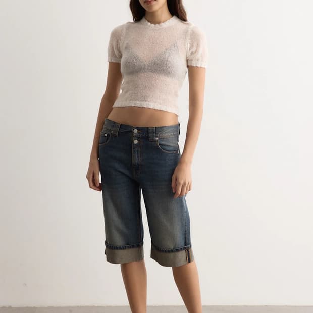 기마구아스 데님 배기 쇼트팬츠 38