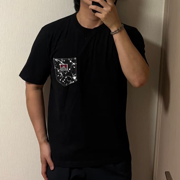정품 벤데이비스 박스로고 페인팅 포켓 블랙 반팔 티셔츠