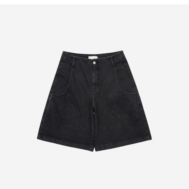 [M] 아모멘토 컷아웃 포켓 데님 쇼츠 black