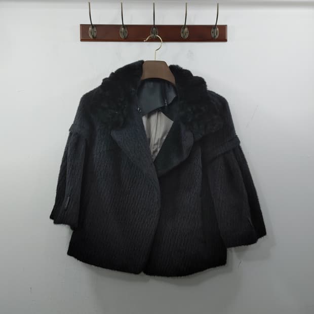 42 여성 블랙 알파카100% 데일리 고급 퍼 자켓