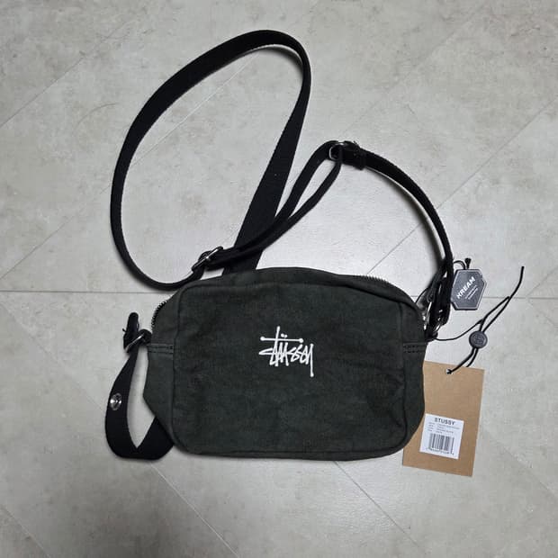 스투시 캔버스 사이드 파우치 워시드 블랙 (택 보유)