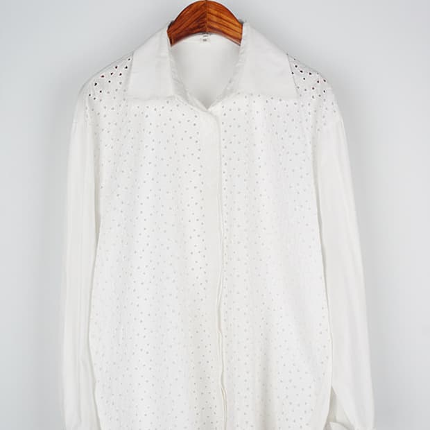 90's COURREGES eyelet embroidered shirt