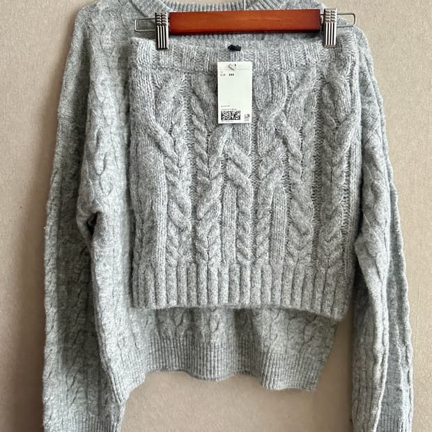 H&M케이블니트XS+스커트XXS세트