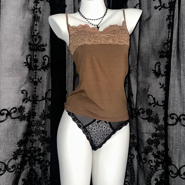brown lace slip