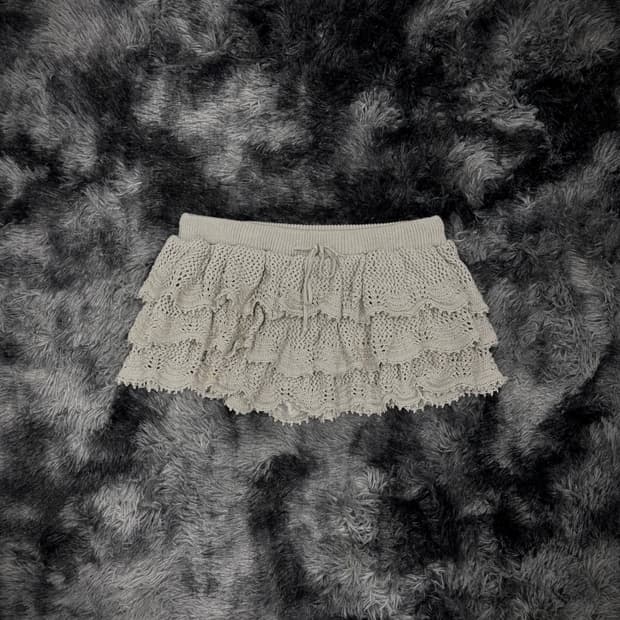 그레이 크로쉐 캉캉 숏스커트