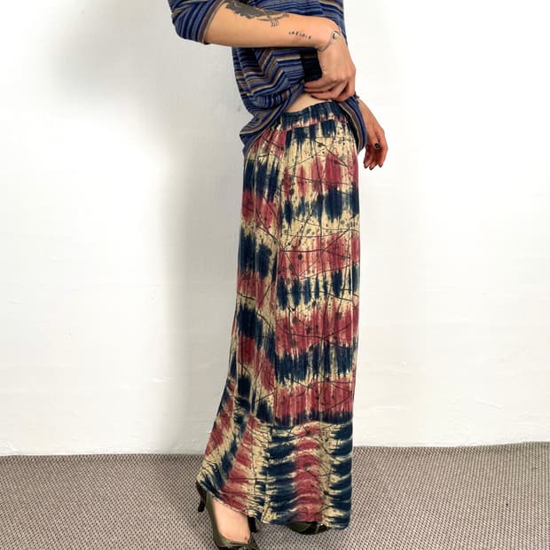 vintage indigo rust batik skirt