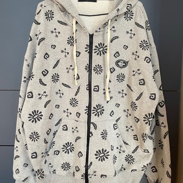 Canebros 아메카지 히피 그런지 펑크 패턴 그레이 후디