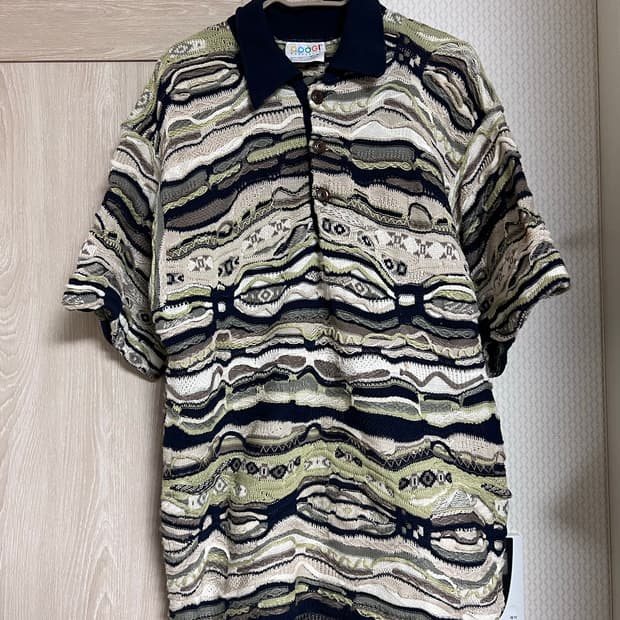 빈티지 쿠지 Coogi 케이블 패턴 반팔 니트