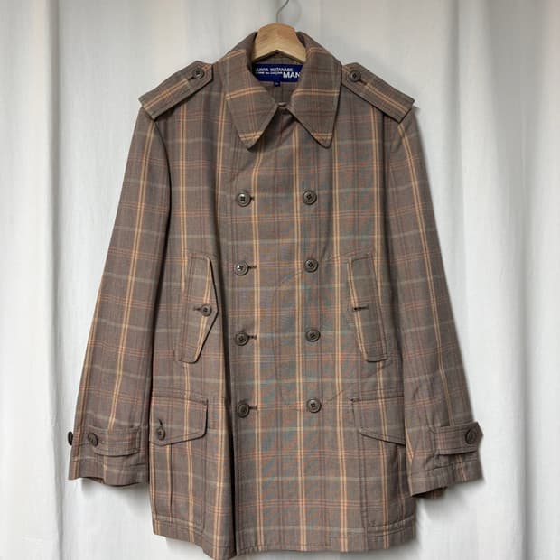 준야 와타나베 맨 03aw 글렌체크 더블자켓