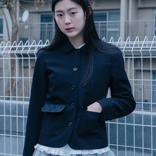 오헤시오 도트 라운드 카라 자켓 블랙