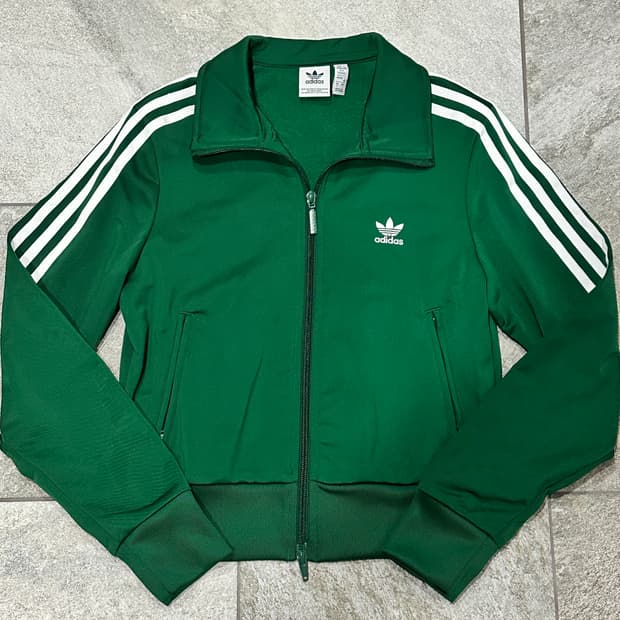 아디다스 크롭 져지 그린 파이어버드 트랙탑 삼선 트랙 자켓