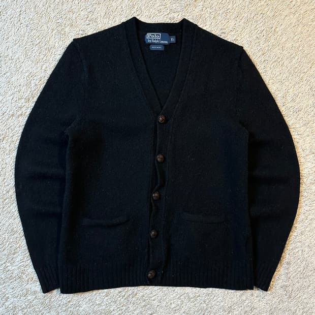 폴로 랄프로렌 브이넥 울 가디건 블랙