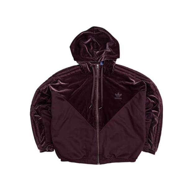 아디다스 여성 버건디 양홍원 벨벳 벨루어 트랙탑 져지 후드집업 (85)