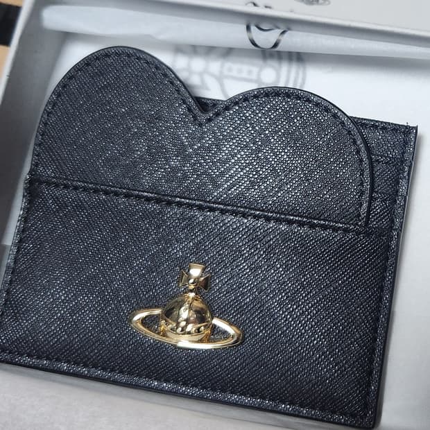 비비안웨스트우드 하트 쉐이프 카드지갑 블랙