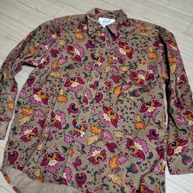 [baffy]빈티지 플라워 패턴 코듀로이 셔츠(100-105)