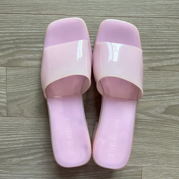 새상품 스티브매든 핑크 라일락 젤리 뮬샌들 슬리퍼