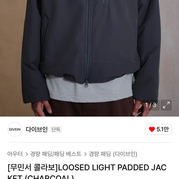 다이브인 무민서 콜라보 패딩